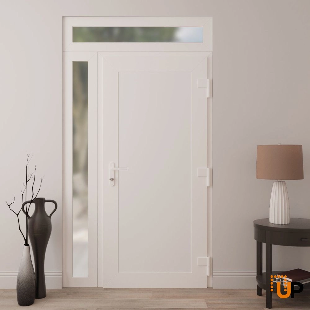 Single swing metal-plastic modern exterior door | Manux 8111 White | 48 x 94 photo#4