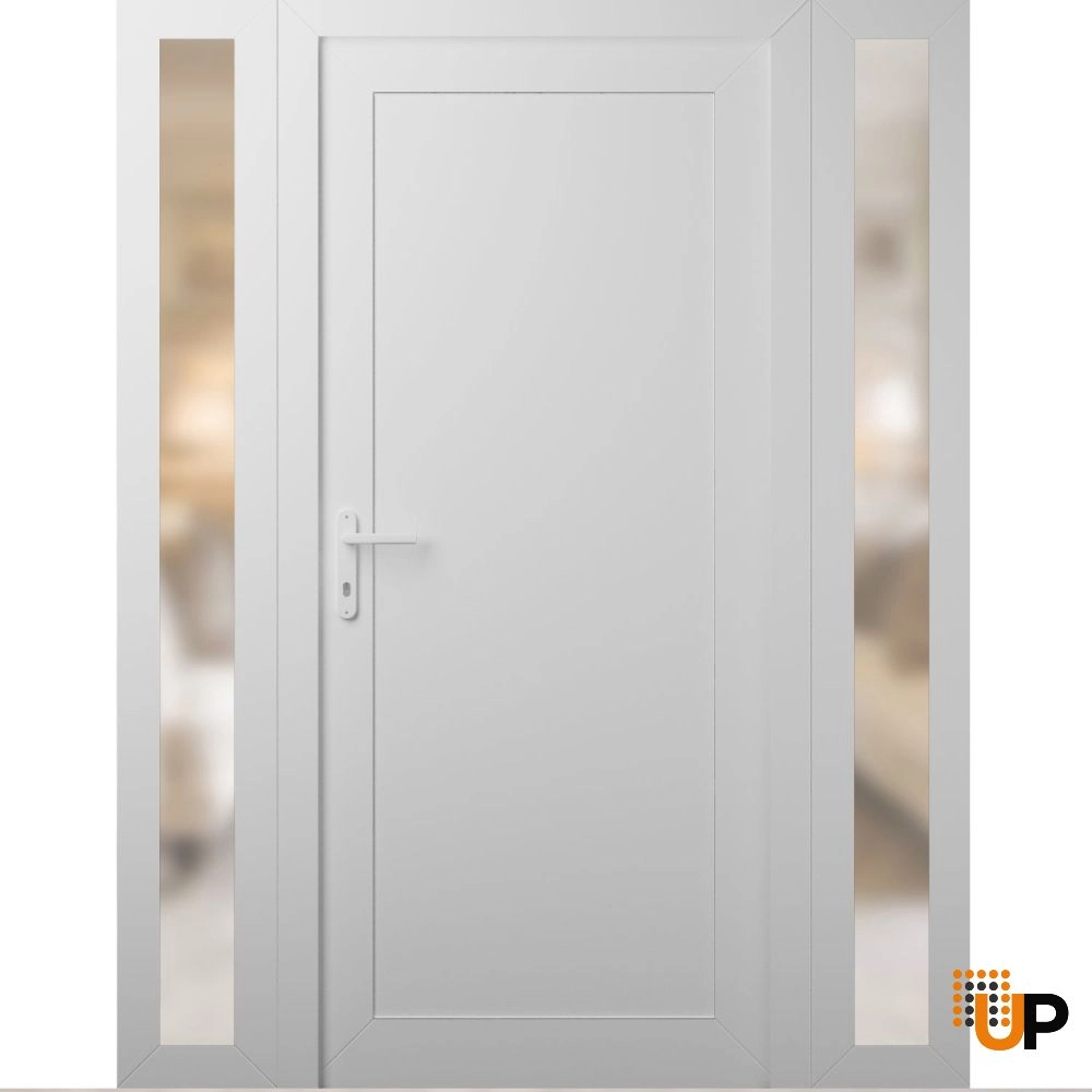 Single swing vinyl modern exterior door | Manux 8111 White | 60 x 80 photo#1