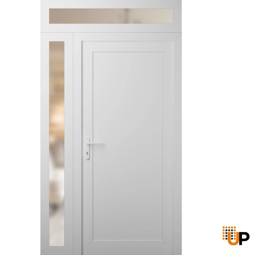 Single swing vinyl modern exterior door | Manux 8111 White | 48 x 94 photo#1