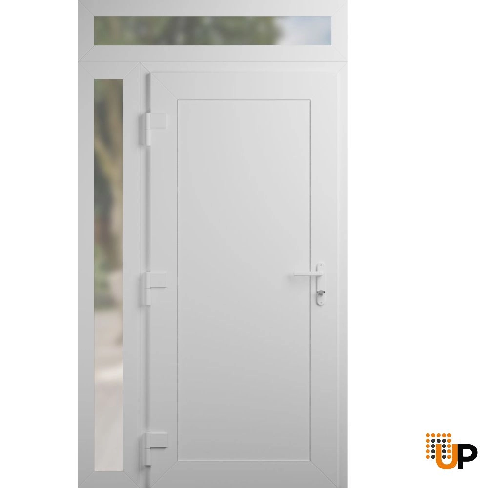 Single swing vinyl modern exterior door | Manux 8111 White | 48 x 94 photo#2