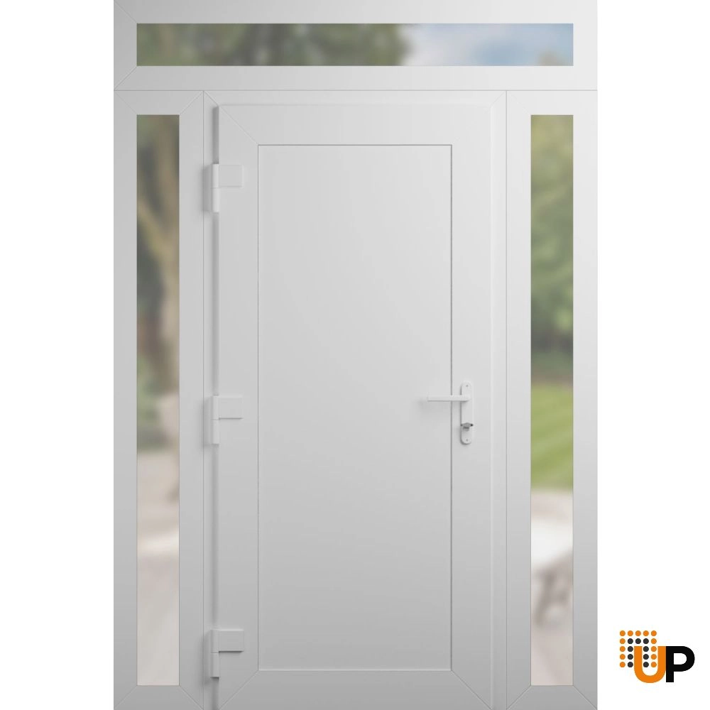 Single swing vinyl modern exterior door | Manux 8111 White | 64 x 94 photo#2