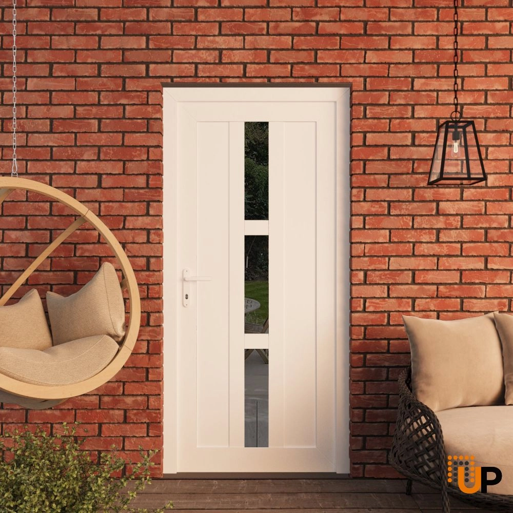 Single swing vinyl modern exterior door with clear glass | Manux 8112 White | 32 x 80 (32 x 80) photo#3
