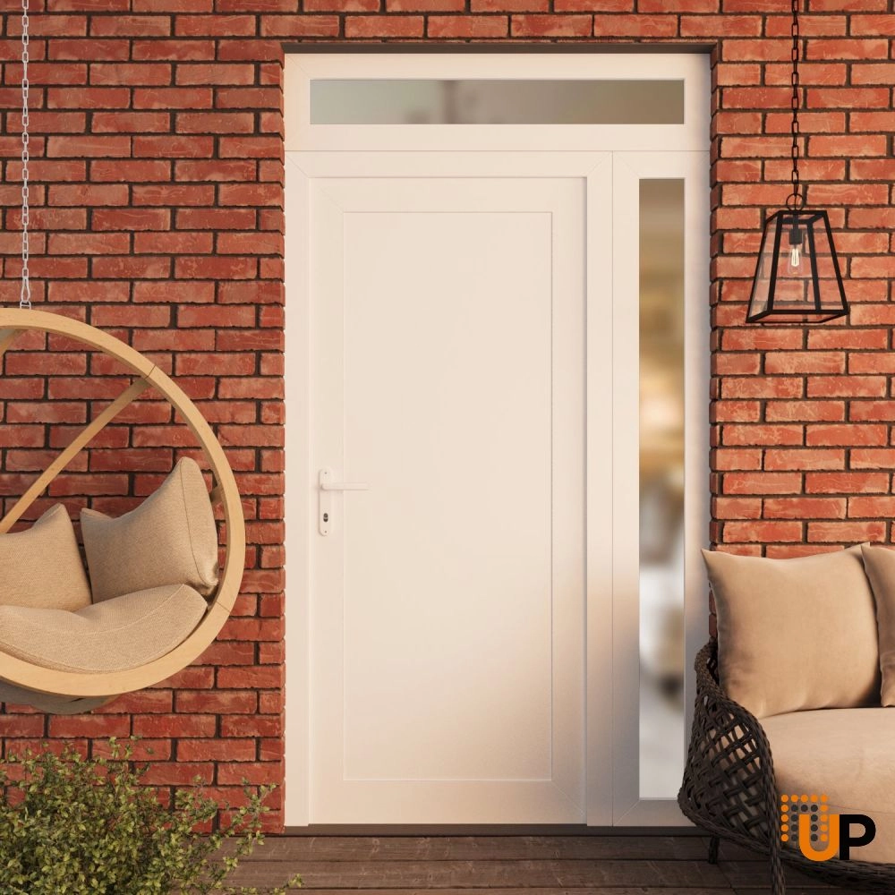 Single swing vinyl modern exterior door | Manux 8111 White | 48 x 94 photo#3