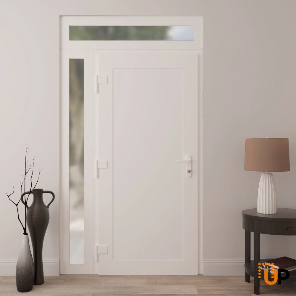 Single swing vinyl modern exterior door | Manux 8111 White | 48 x 94 photo#4