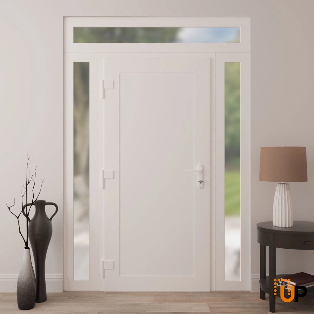Single swing vinyl modern exterior door | Manux 8111 White | 64 x 94 photo#4