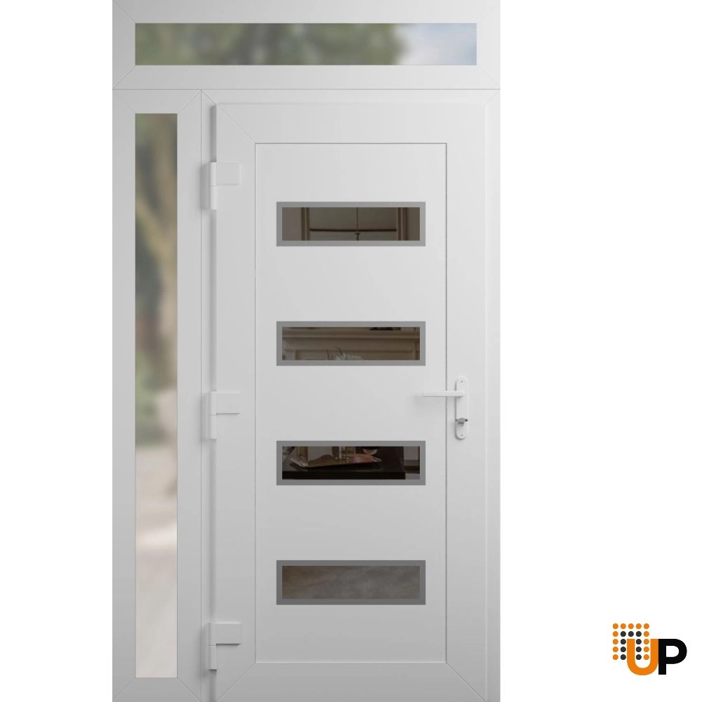 Single swing vinyl modern exterior door with tempered glass | Manux 8113 White | 50 x 94 photo#2