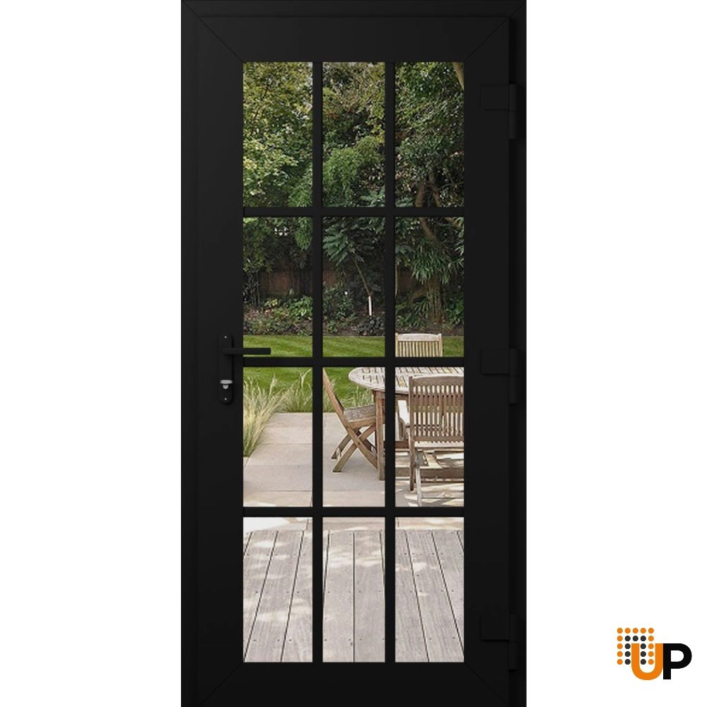Single swing vinyl modern exterior door with clear glass | Manux 8355 Black Matte | 36 x 80 (36 x 80) photo#2