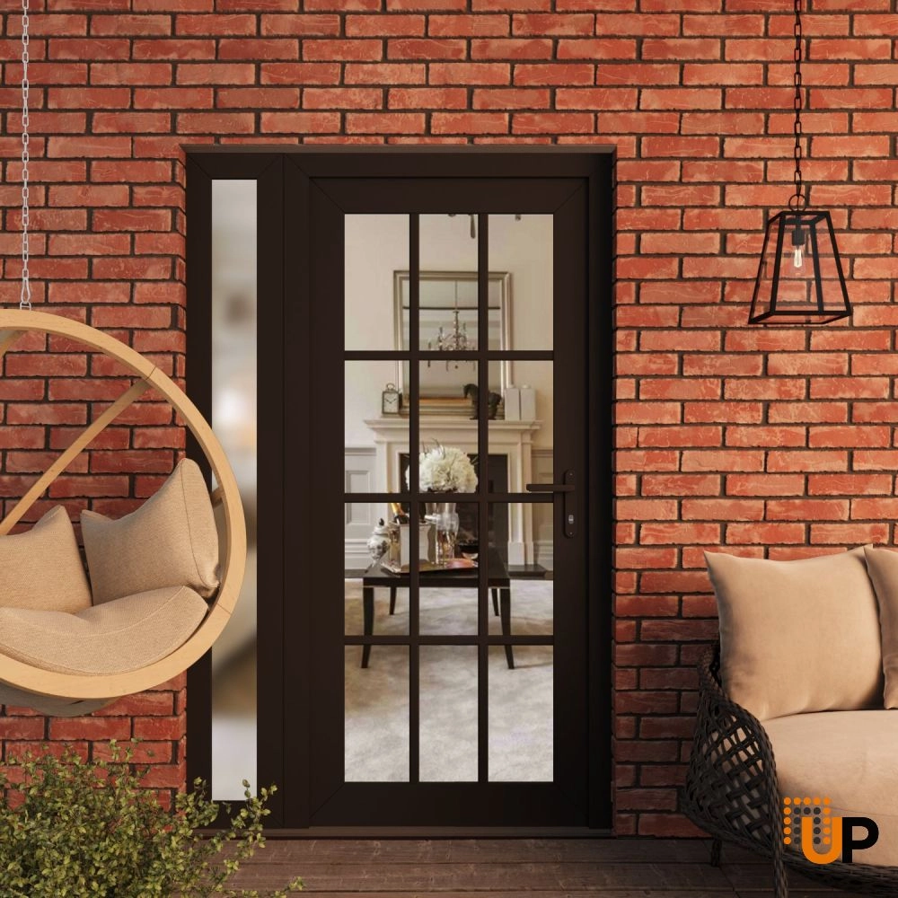 Single swing vinyl modern exterior door with clear glass | Manux 8355 Black Matte | 50 x 80 (36+14 x 80) photo#3