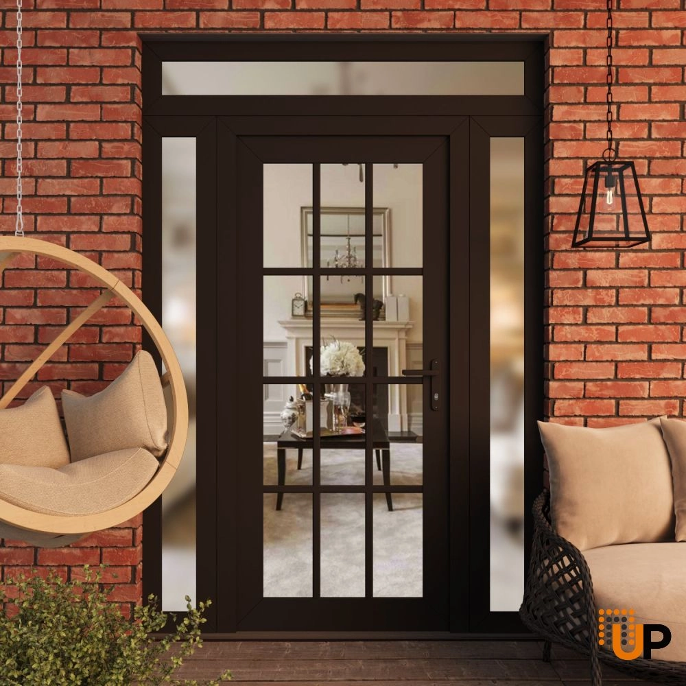 Single swing vinyl modern exterior door with clear glass | Manux 8355 Black Matte | 60 x 94 (12+36+12 x 80+14) photo#3