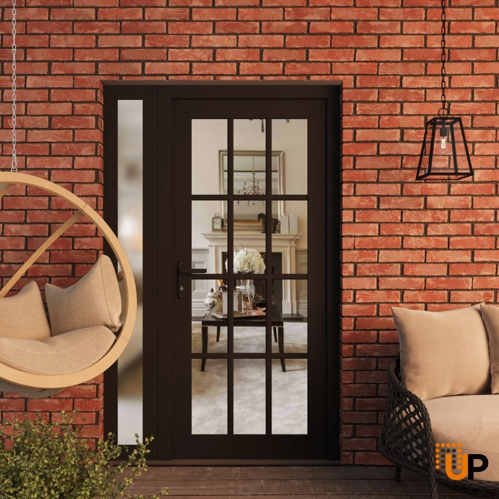Single swing vinyl modern exterior door with clear glass | Manux 8355 Black Matte | 50 x 80 (36+14 x 80) photo#3