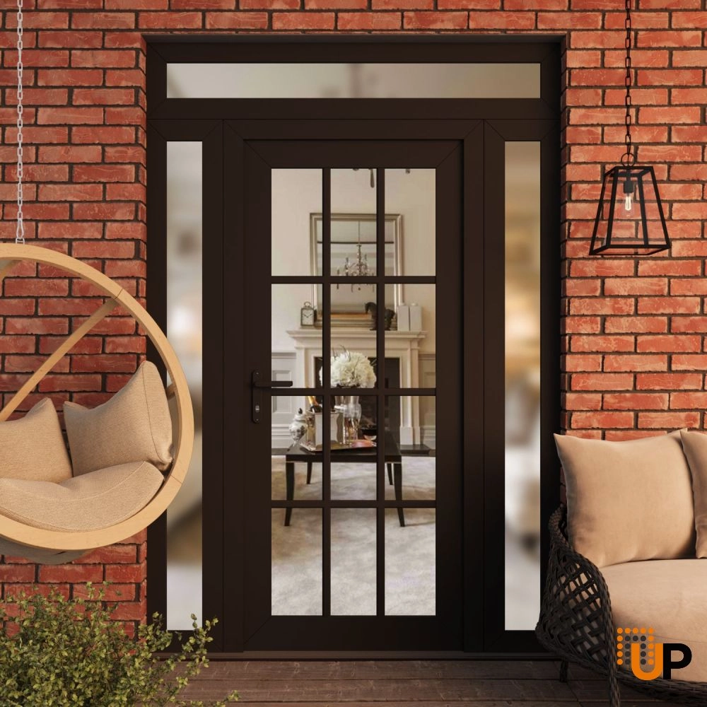 Single swing vinyl modern exterior door with clear glass | Manux 8355 Black Matte | 60 x 94 (12+36+12 x 80+14) photo#3