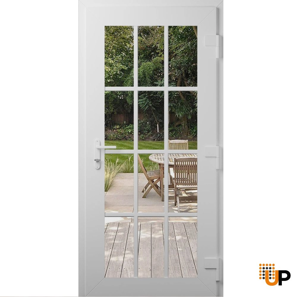 Single swing vinyl modern exterior door with clear glass | Manux 8355 White | 36 x 80 (36 x 80) photo#2