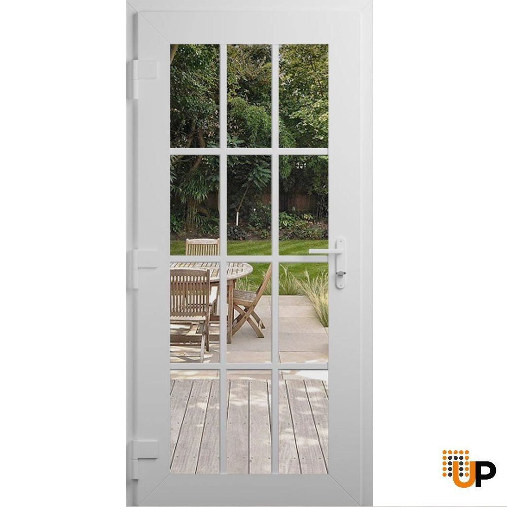 Single swing metal-plastic modern exterior door with clear glass | Manux 8355 White | 36 x 80 (36 x 80) photo#2