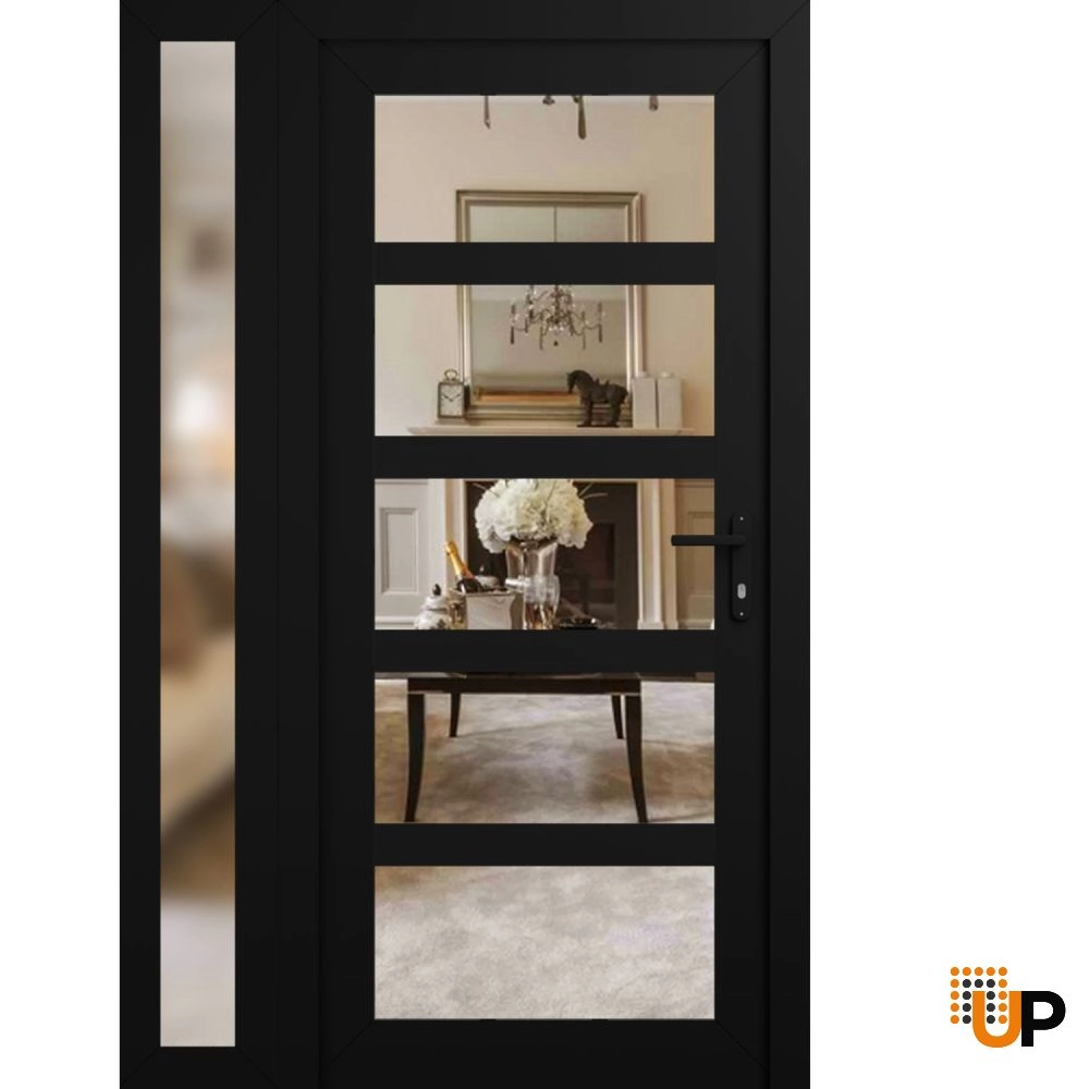 Manux 8522 exterior metal-plastic door 44x80 (30+14x80) black upvc Photo #1