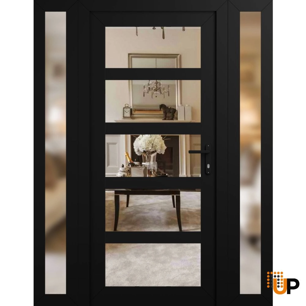 Manux 8522 exterior metal-plastic door 58x80 (14+30+14x80) black upvc Photo #1