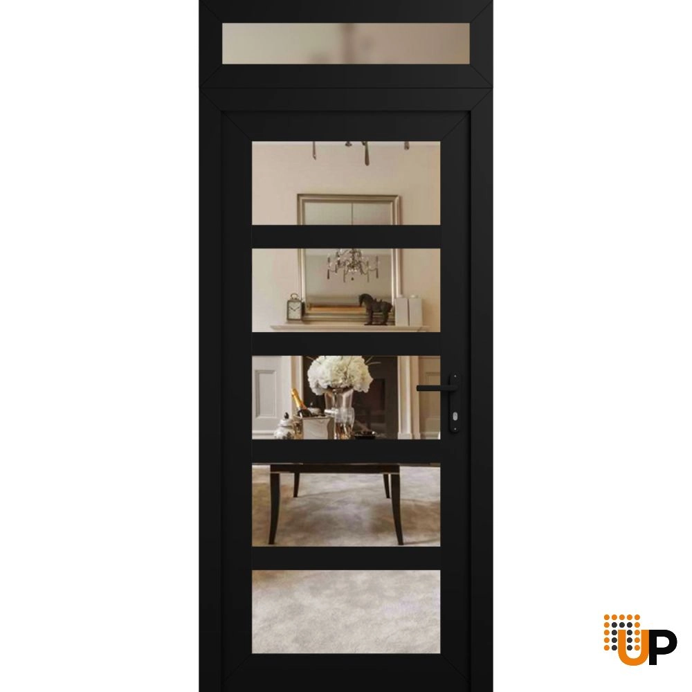 Manux 8522 exterior metal-plastic door 36x94 (36x80+14) black upvc Photo #1