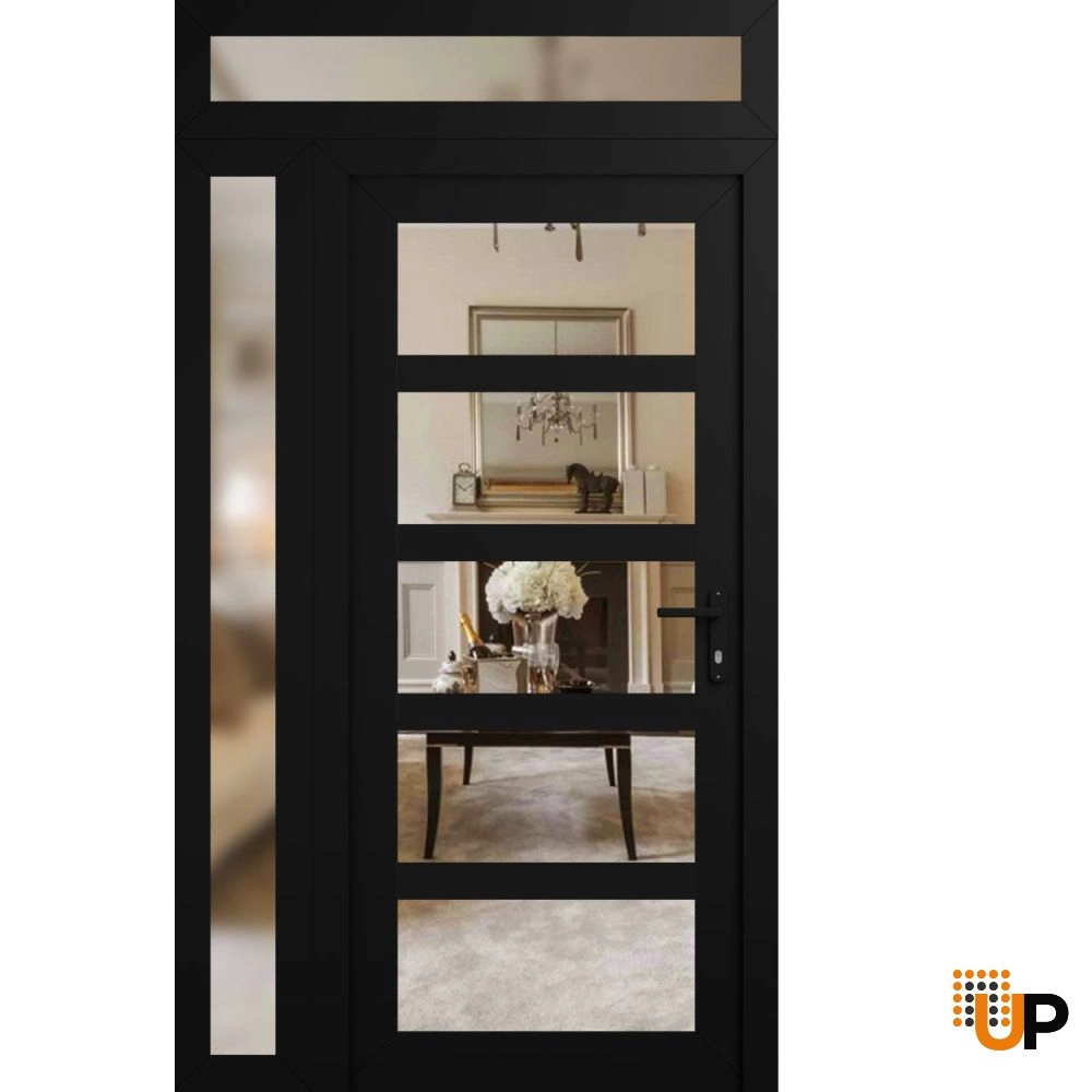 Manux 8522 exterior metal-plastic door 52x94 (36+16x80+14) black upvc Photo #1