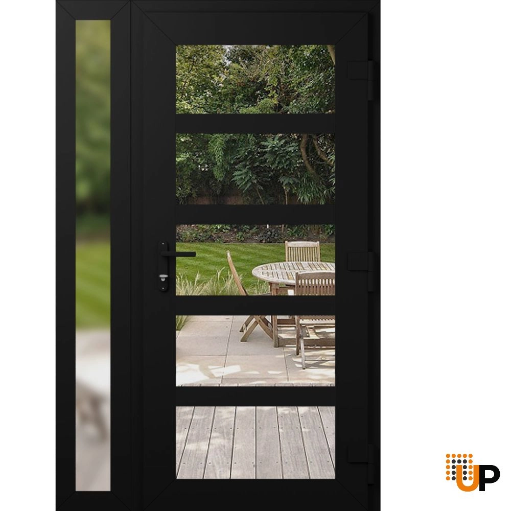 Manux 8522 exterior metal-plastic door 44x80 (30+14x80) black upvc Photo #2