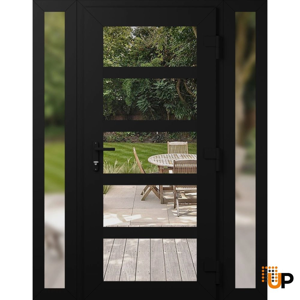 Manux 8522 exterior metal-plastic door 58x80 (14+30+14x80) black upvc Photo #2