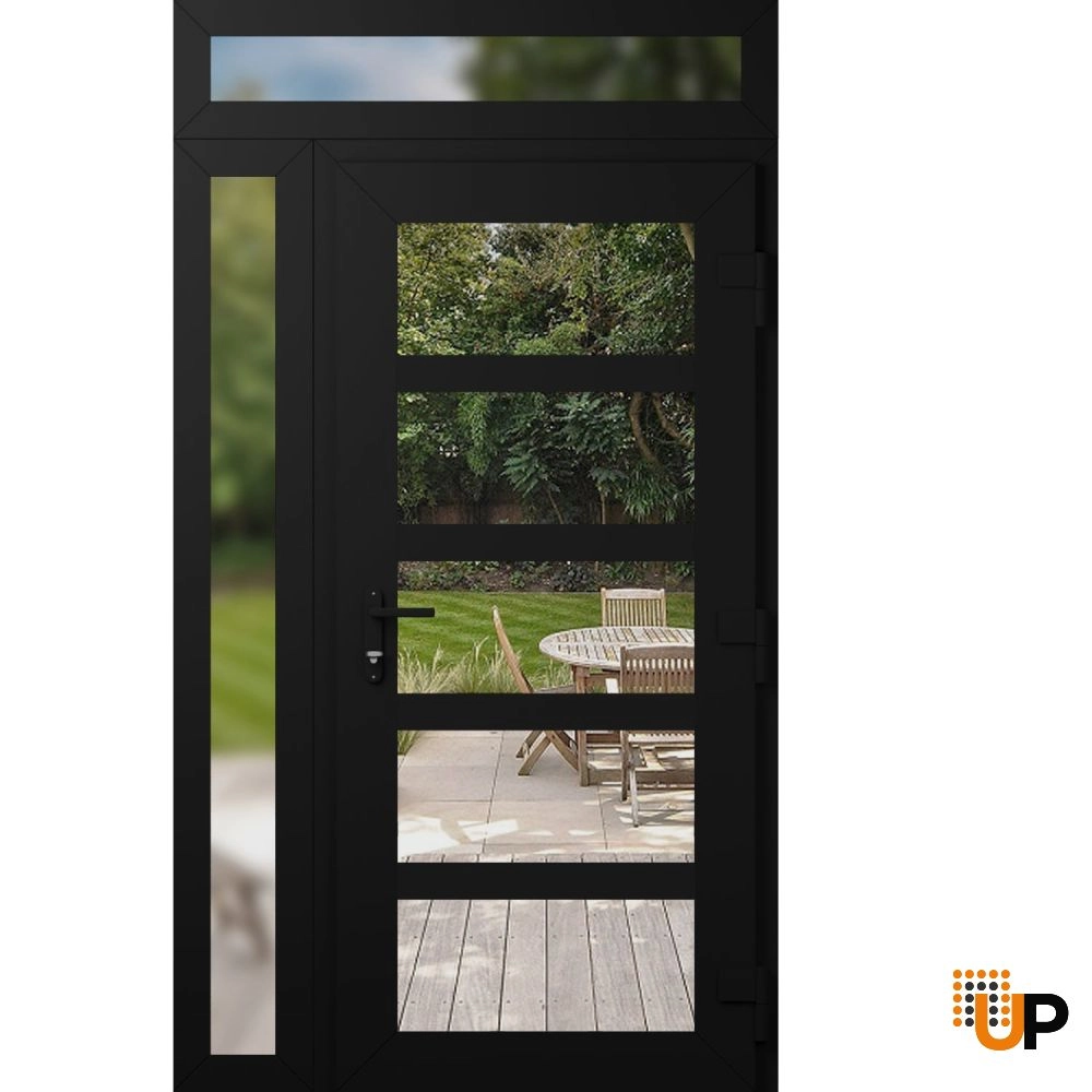 Manux 8522 exterior metal-plastic door 52x94 (36+16x80+14) black upvc Photo #2