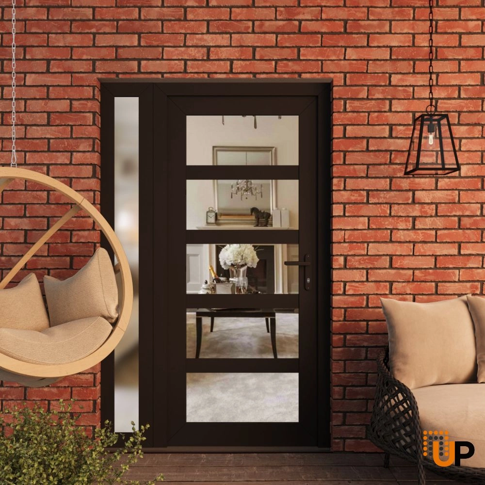 Manux 8522 exterior metal-plastic door 44x80 (30+14x80) black upvc Photo #3