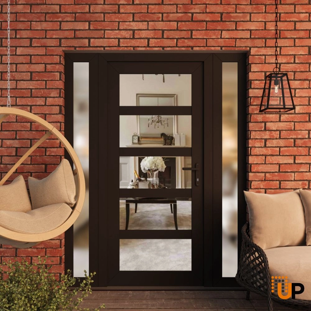Manux 8522 exterior metal-plastic door 58x80 (14+30+14x80) black upvc Photo #3