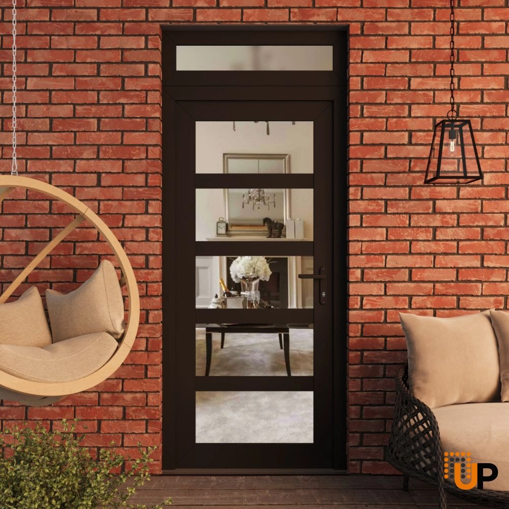 Manux 8522 exterior metal-plastic door 36x94 (36x80+14) black upvc Photo #3