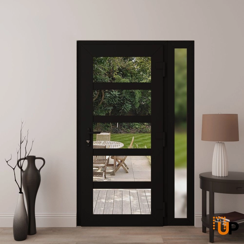 Manux 8522 exterior metal-plastic door 44x80 (30+14x80) black upvc Photo #4