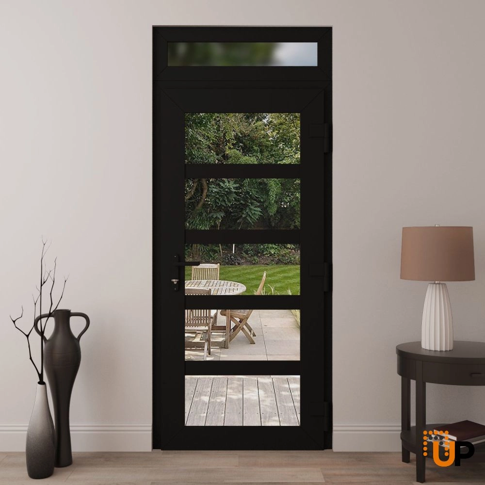 Manux 8522 exterior metal-plastic door 30x94 (30x80+14) black upvc Photo #4