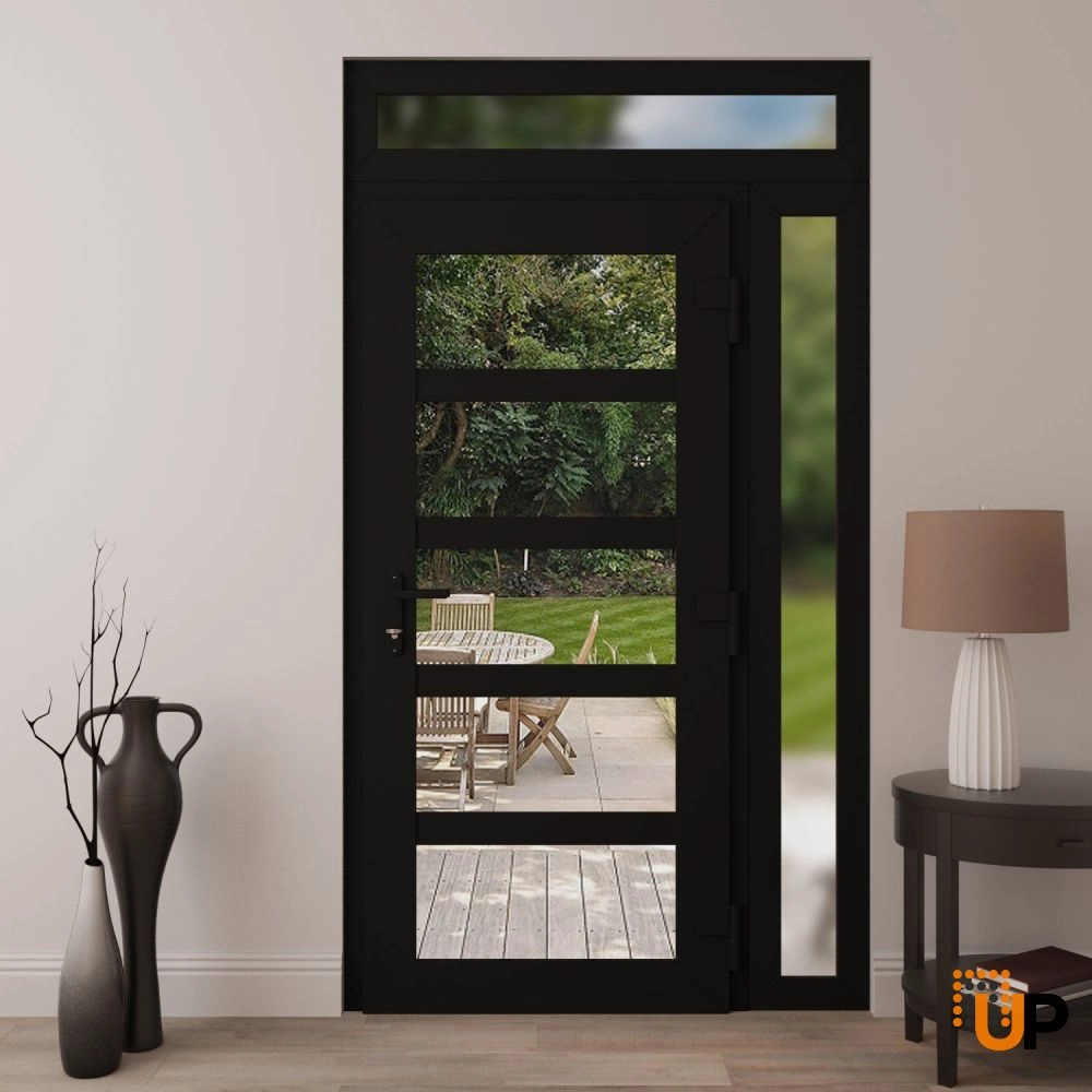 Manux 8522 exterior metal-plastic door 52x94 (36+16x80+14) black upvc Photo #4