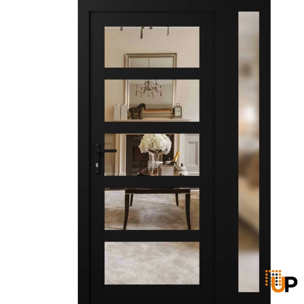 Manux 8522 exterior metal-plastic door 52x80 (36+16x80) black upvc Photo #1