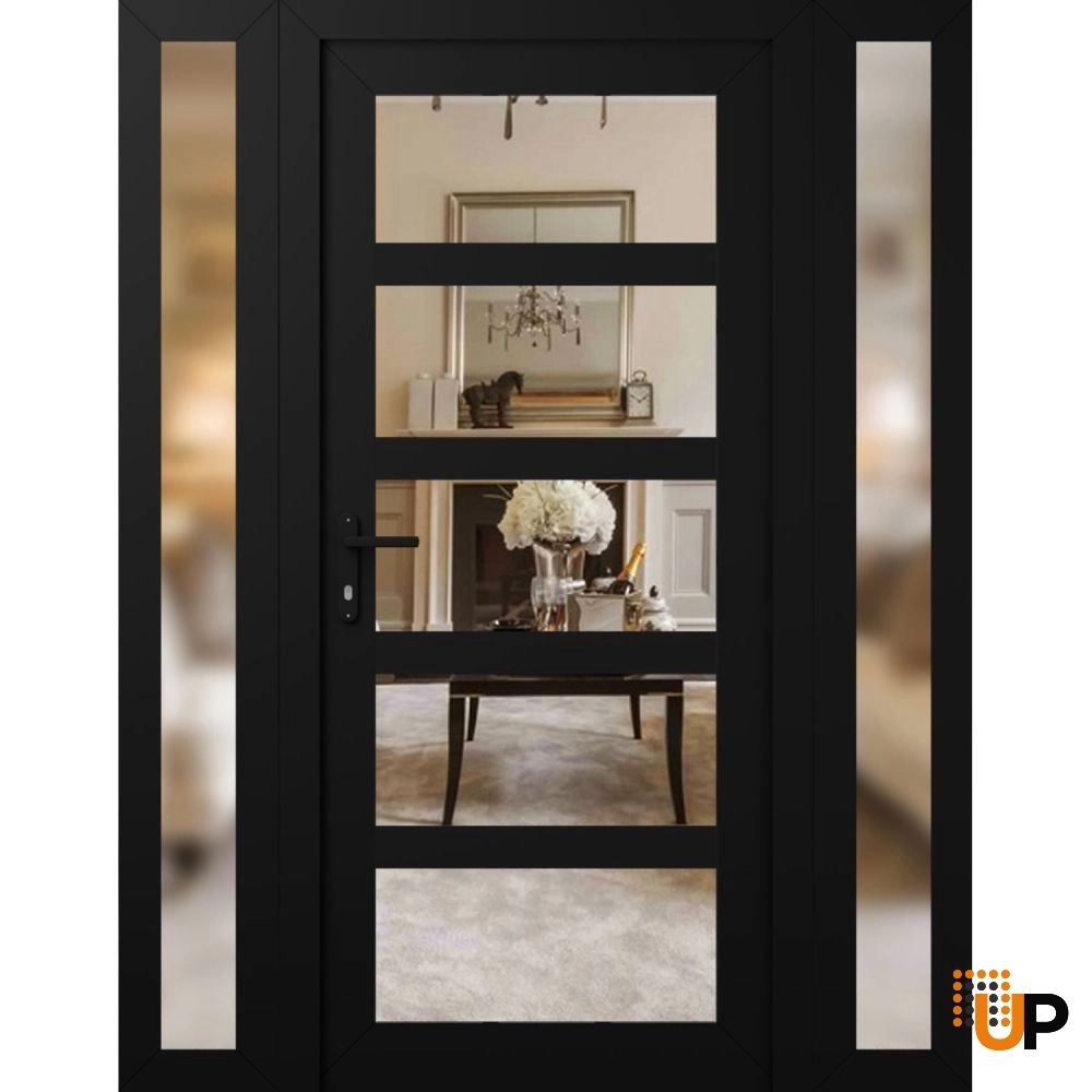 Manux 8522 exterior metal-plastic door 54x80 (12+30+12x80) black upvc Photo #1