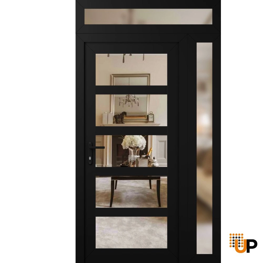 Manux 8522 exterior metal-plastic door 52x94 (36+16x80+14) black upvc Photo #1