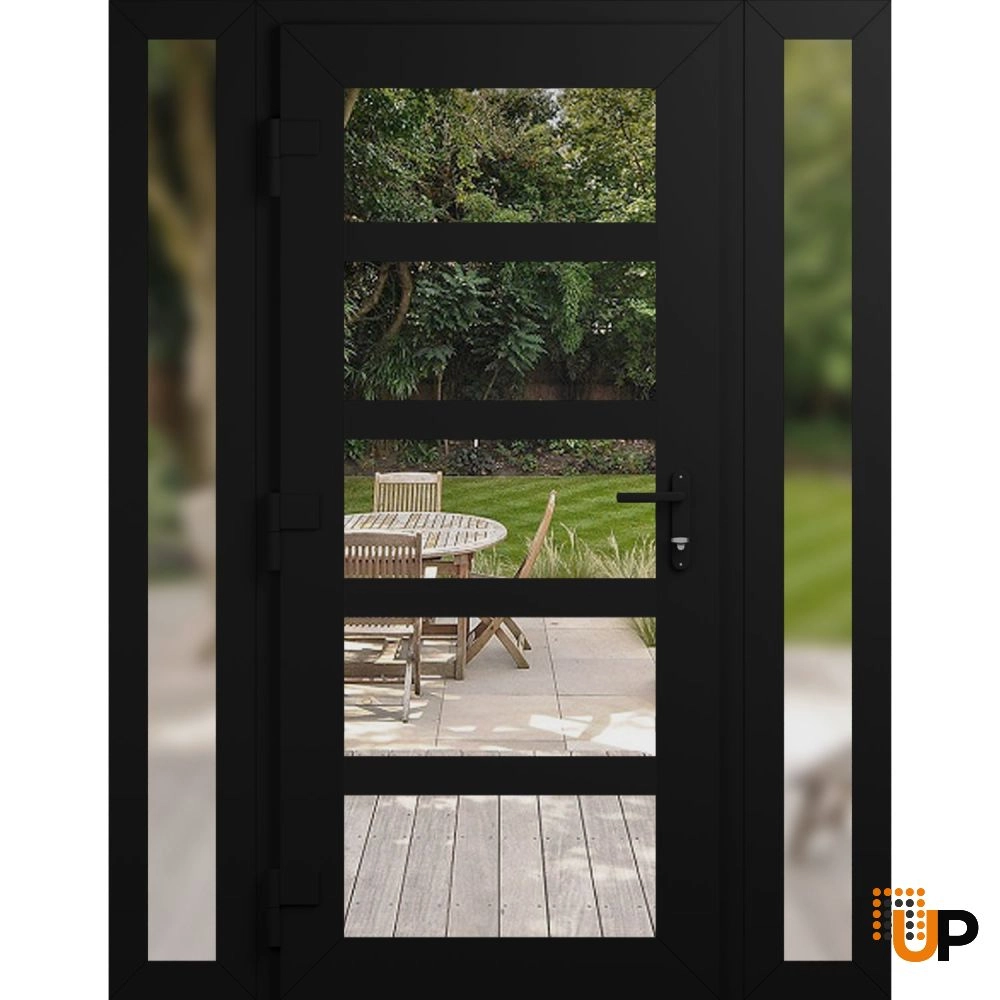 Manux 8522 exterior metal-plastic door 54x80 (12+30+12x80) black upvc Photo #2