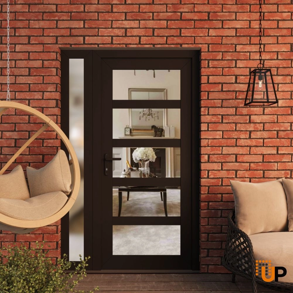 Manux 8522 exterior metal-plastic door 52x80 (36+16x80) black upvc Photo #3