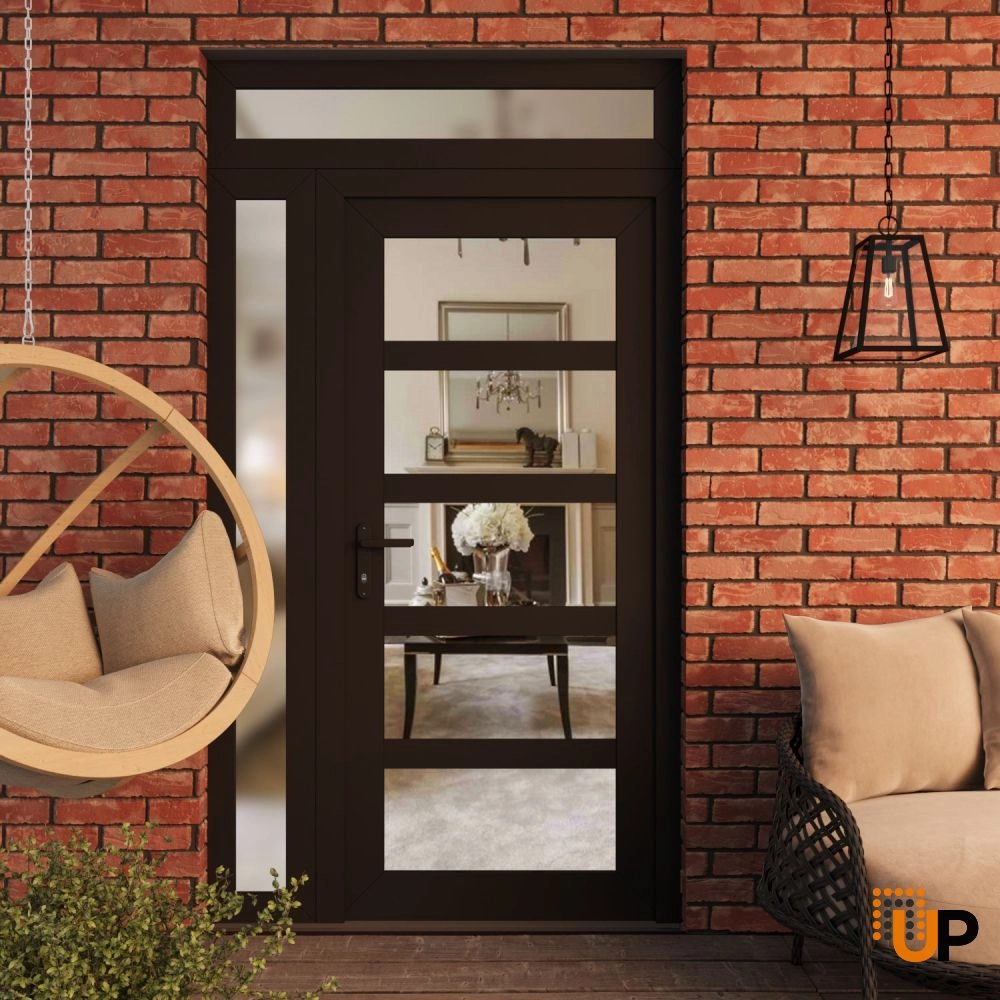 Manux 8522 exterior metal-plastic door 52x94 (36+16x80+14) black upvc Photo #3