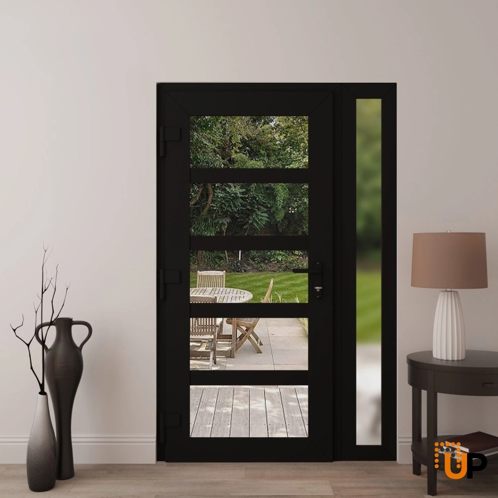 Manux 8522 exterior metal-plastic door 52x80 (36+16x80) black upvc Photo #4