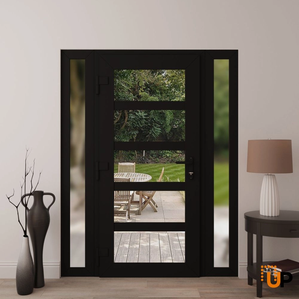 Manux 8522 exterior metal-plastic door 54x80 (12+30+12x80) black upvc Photo #4