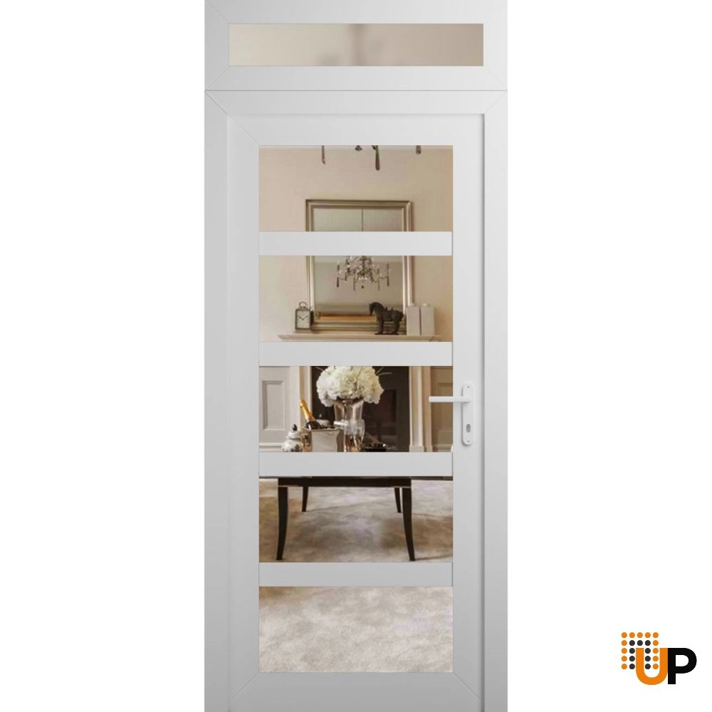 Manux 8522 exterior metal-plastic door 36x94 (36x80+14) white upvc Photo #1