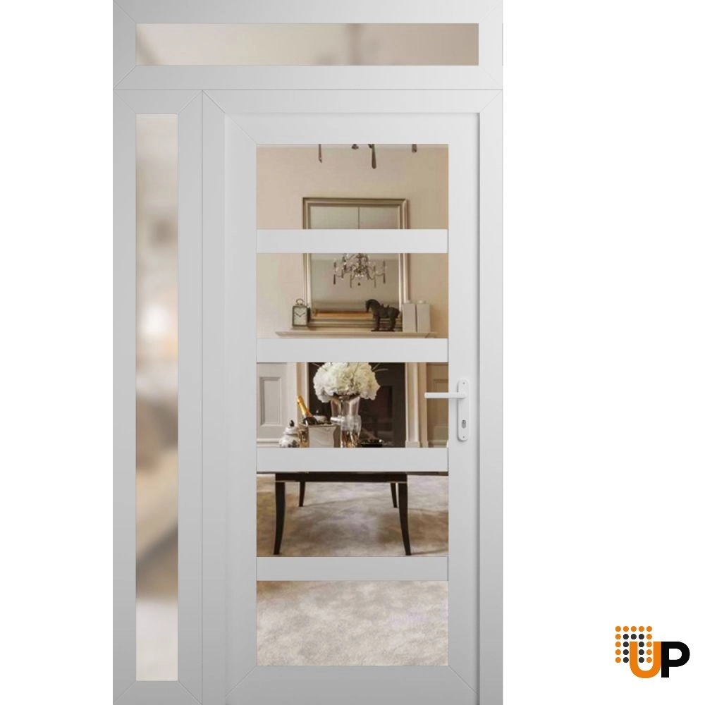 Manux 8522 exterior metal-plastic door 42x94 (30+12x80+14) white upvc Photo #1