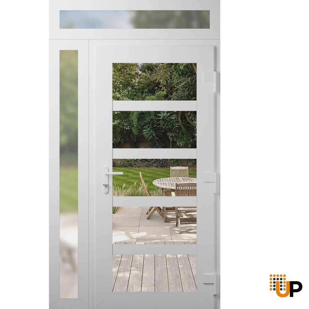 Manux 8522 exterior metal-plastic door 46x94 (30+16x80+14) white upvc Photo #2