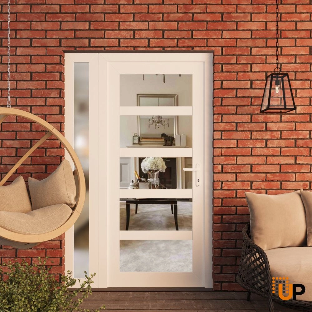 Manux 8522 exterior metal-plastic door 48x80 (36+12x80) white upvc Photo #3