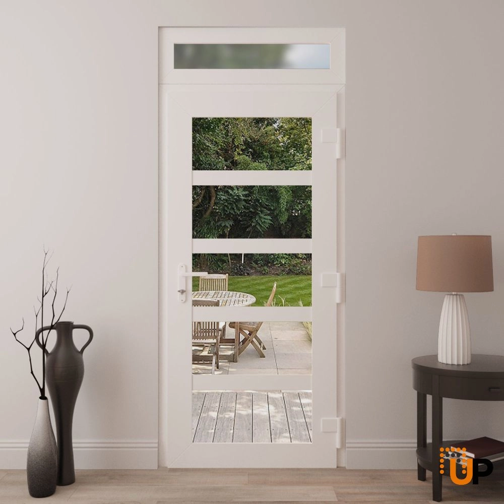Manux 8522 exterior metal-plastic door 36x94 (36x80+14) white upvc Photo #4