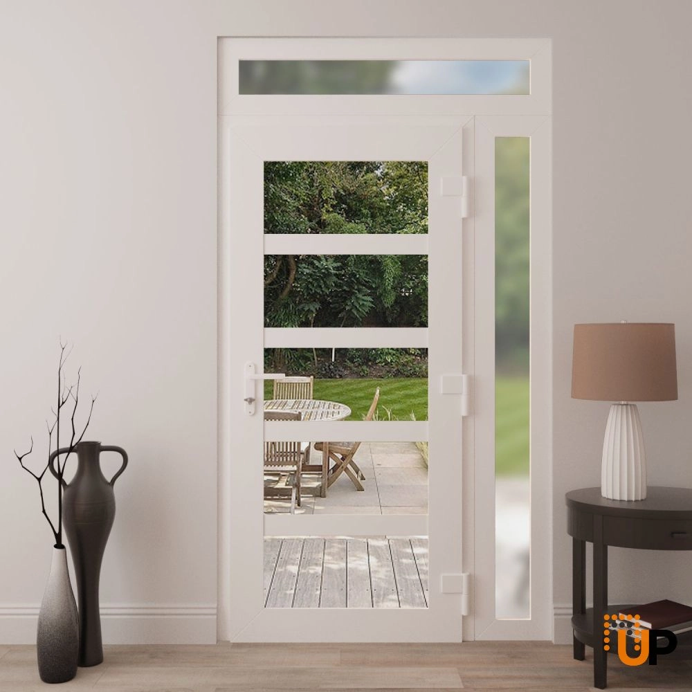 Manux 8522 exterior metal-plastic door 46x94 (30+16x80+14) white upvc Photo #4