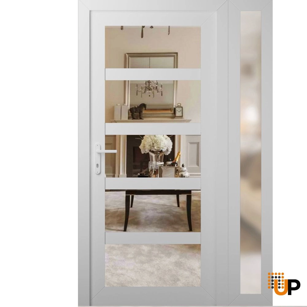 Manux 8522 exterior metal-plastic door 46x80 (30+16x80) white upvc Photo #1