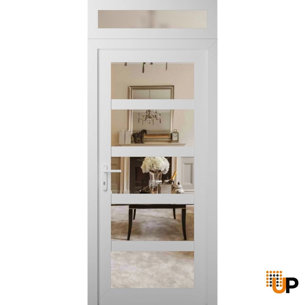 Manux 8522 exterior metal-plastic door 36x94 (36x80+14) white upvc Photo #1