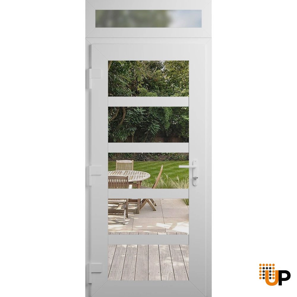 Manux 8522 exterior metal-plastic door 36x94 (36x80+14) white upvc Photo #2