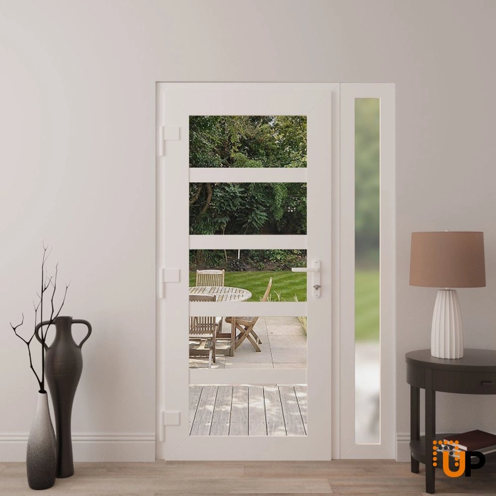 Manux 8522 exterior metal-plastic door 46x80 (30+16x80) white upvc Photo #4