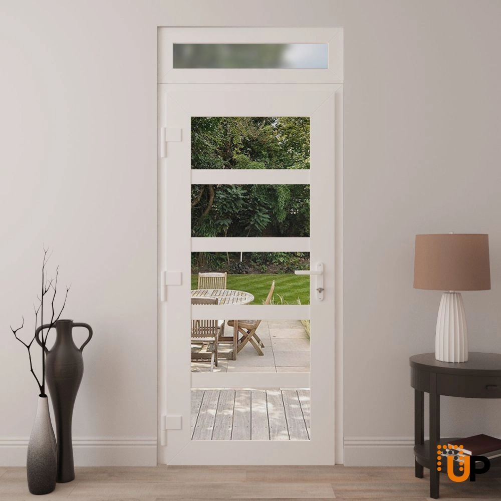 Manux 8522 exterior metal-plastic door 36x94 (36x80+14) white upvc Photo #4