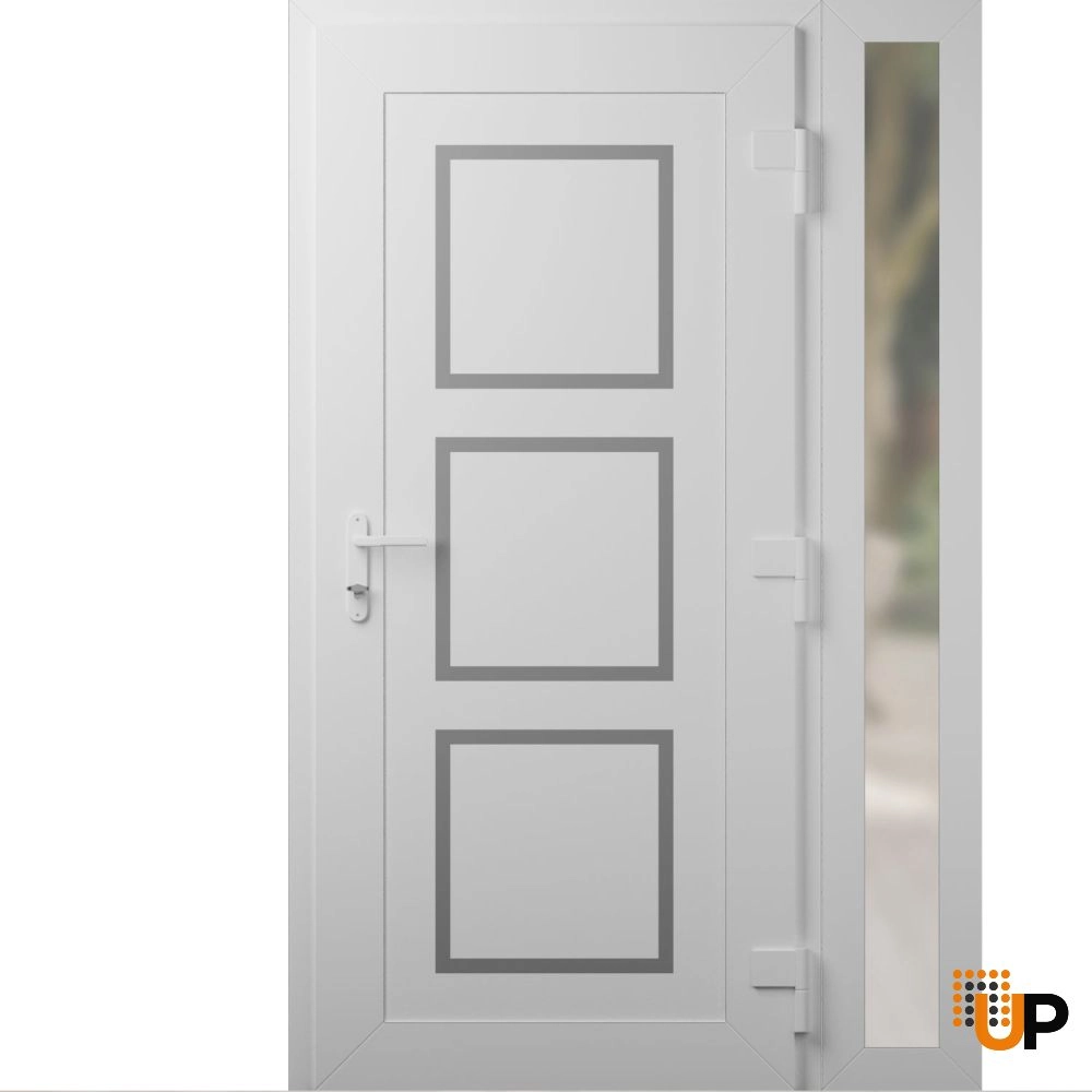 Single swing vinyl modern exterior door | Manux 8661 White | 48 x 80 photo#2
